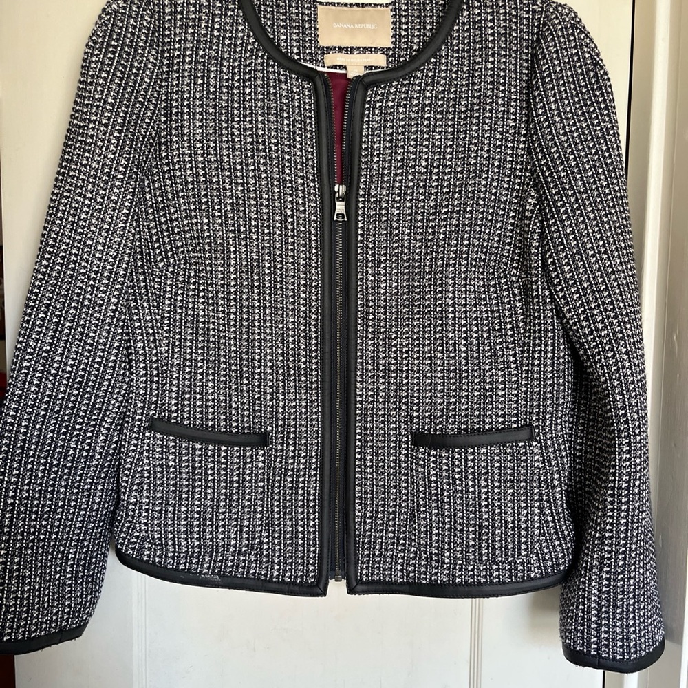 Banana Republic Black and White Tweed Jacket